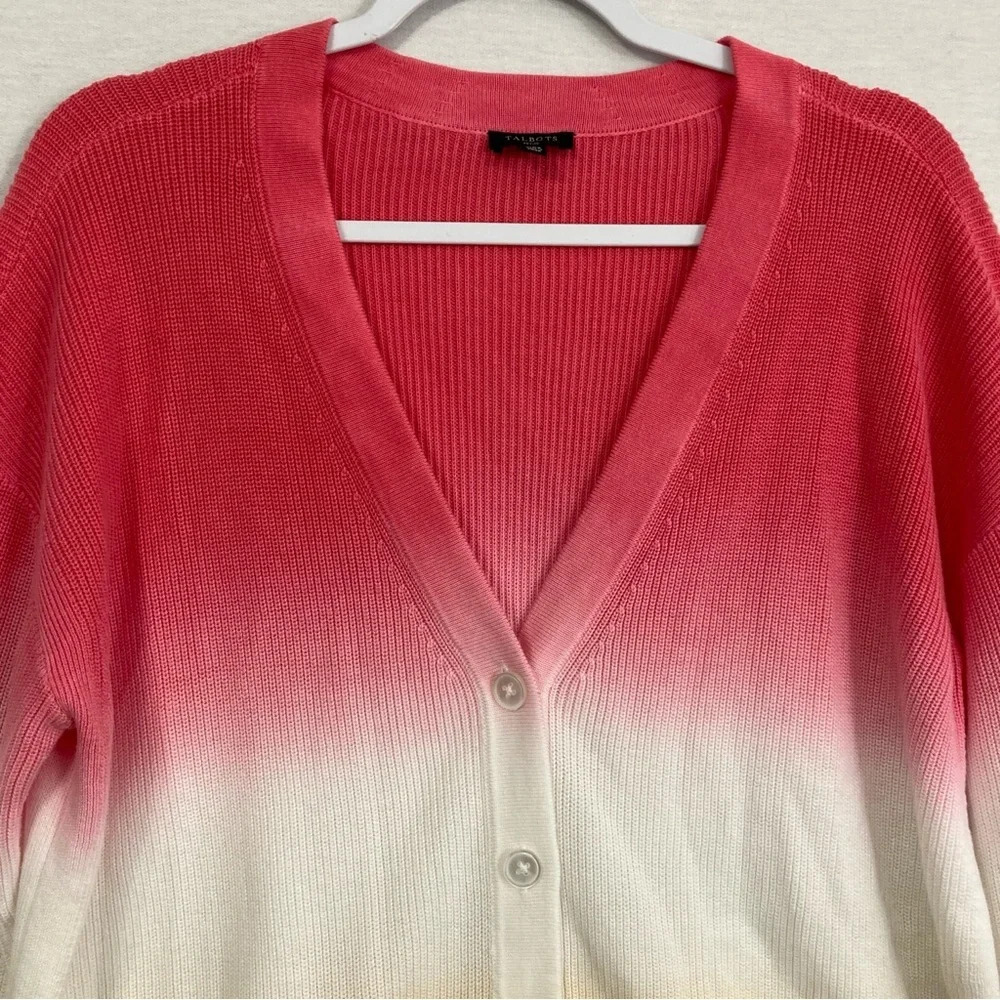 Talbots Color Block Colorful Knit Stretch‎ Long Sleeve Button Cardigan XL Petite - Picture 4 of 11